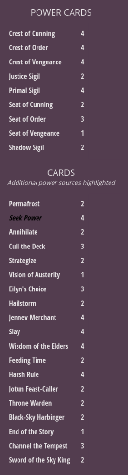 Adapted Green Feln decklist Decklist