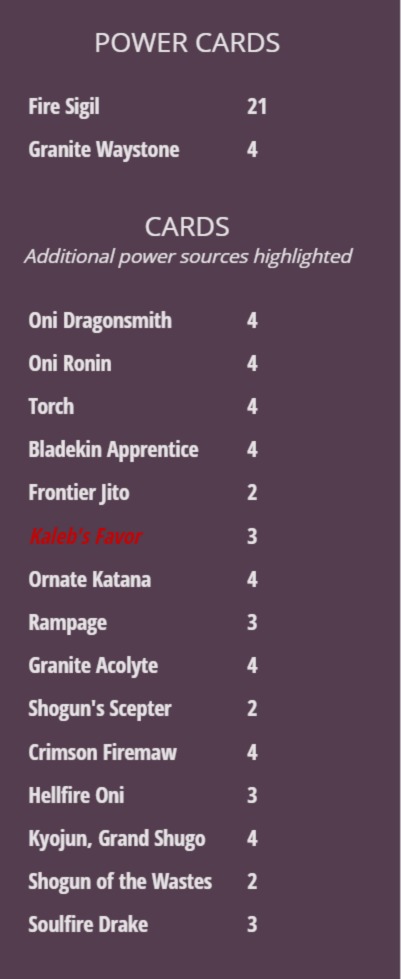 Oni Swarm decklist Decklist
