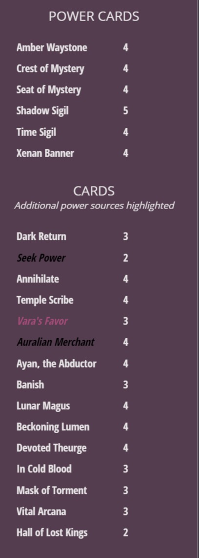 Decklist