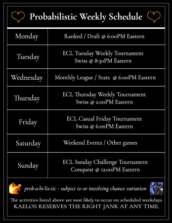 Kaelos' steam schedule Schedule